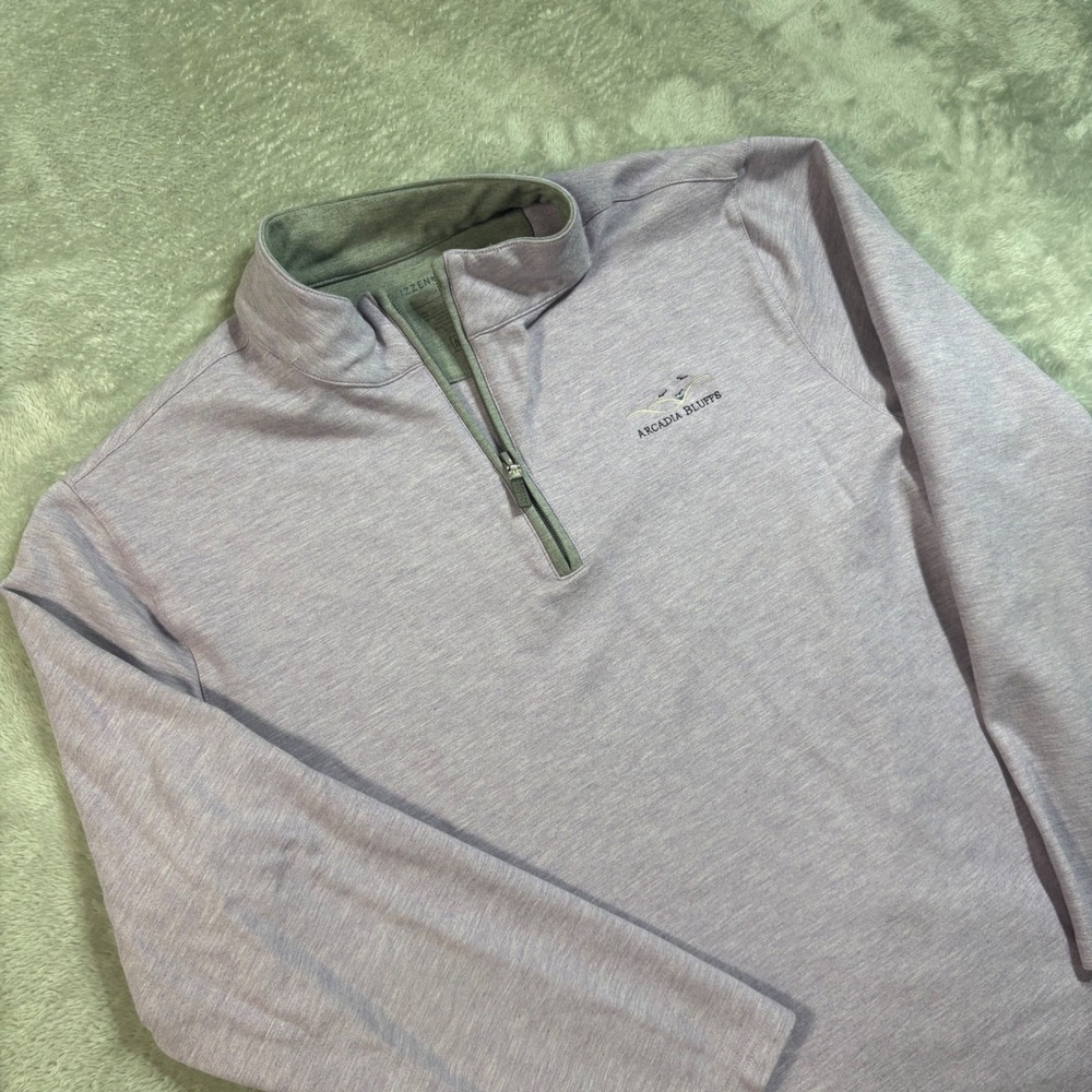 Mizzen+Main Quarter Zip Pullover Mens Large Lavender Arcadia Bluffs Golf Stretch